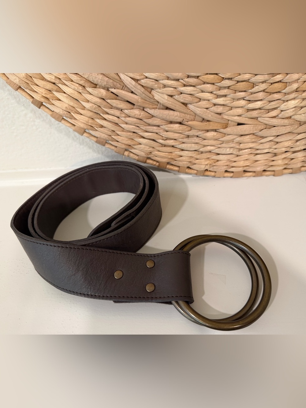 Eileen Fisher Leather Double-O Ring Loop Belt